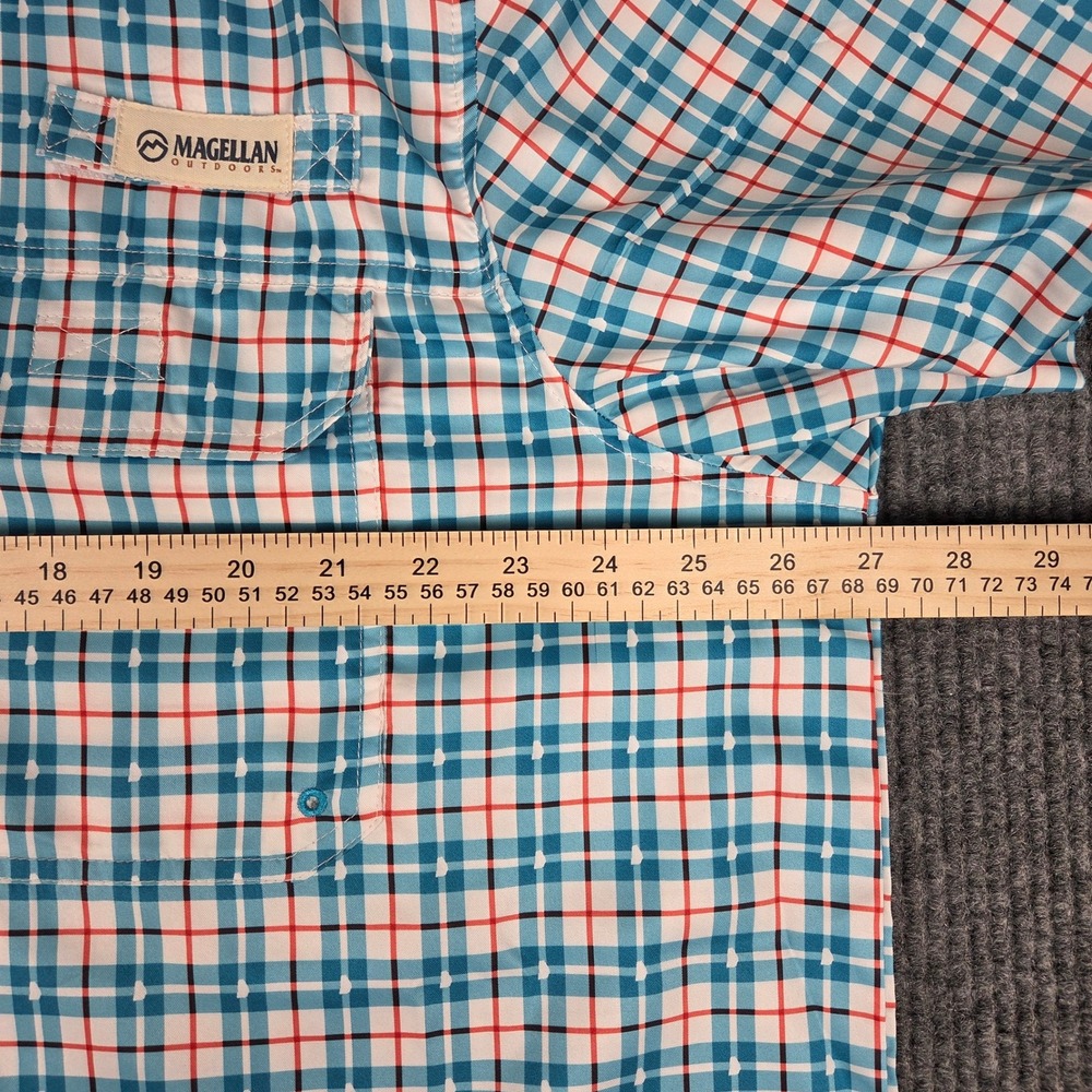 Magellan Outdoors Mens 2XL Blue Plaid Fish Gear Relaxed Fit Fishing Shirt 26681 - Picture 7 of 8
